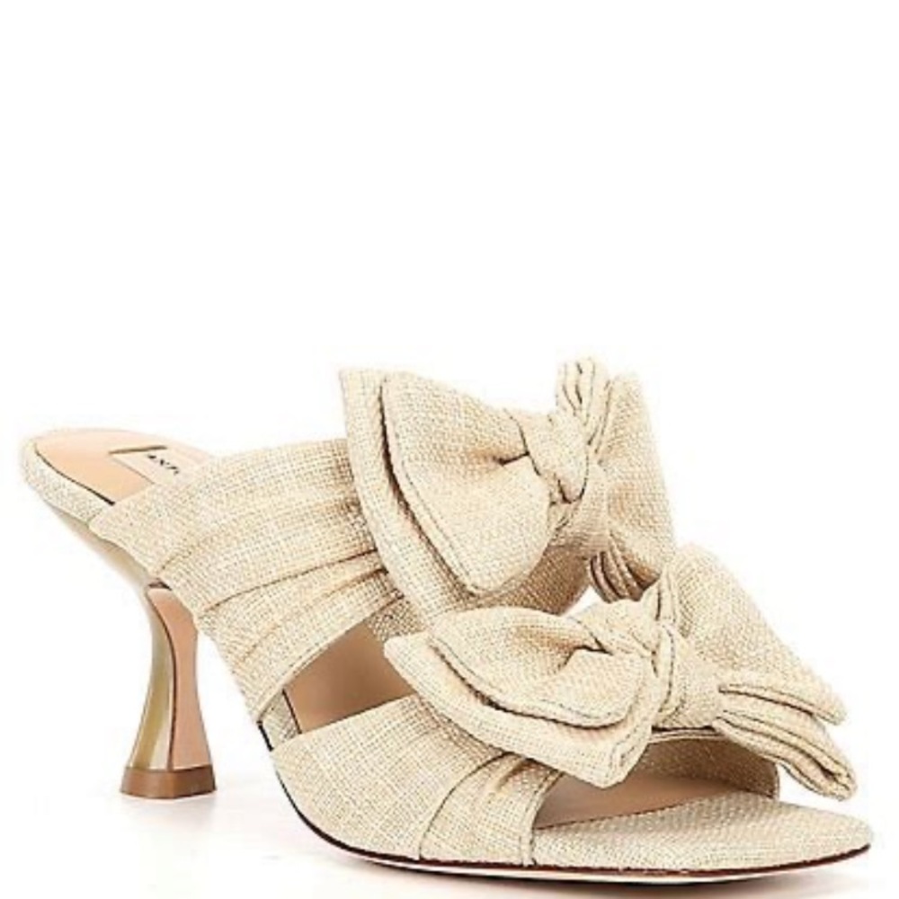 ANTONIO MELANI Ophelia Natural Bow Open Toe Sandals NWOT